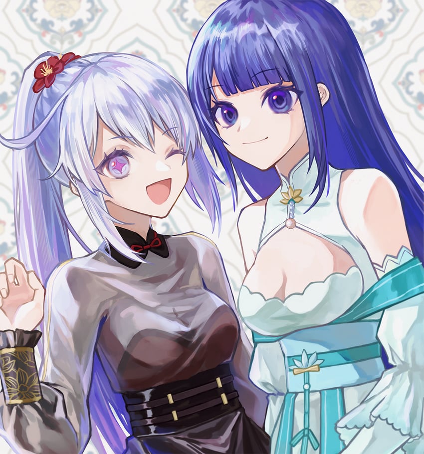 kiana kaslana and raiden mei (honkai and 1 more) drawn by moshio962