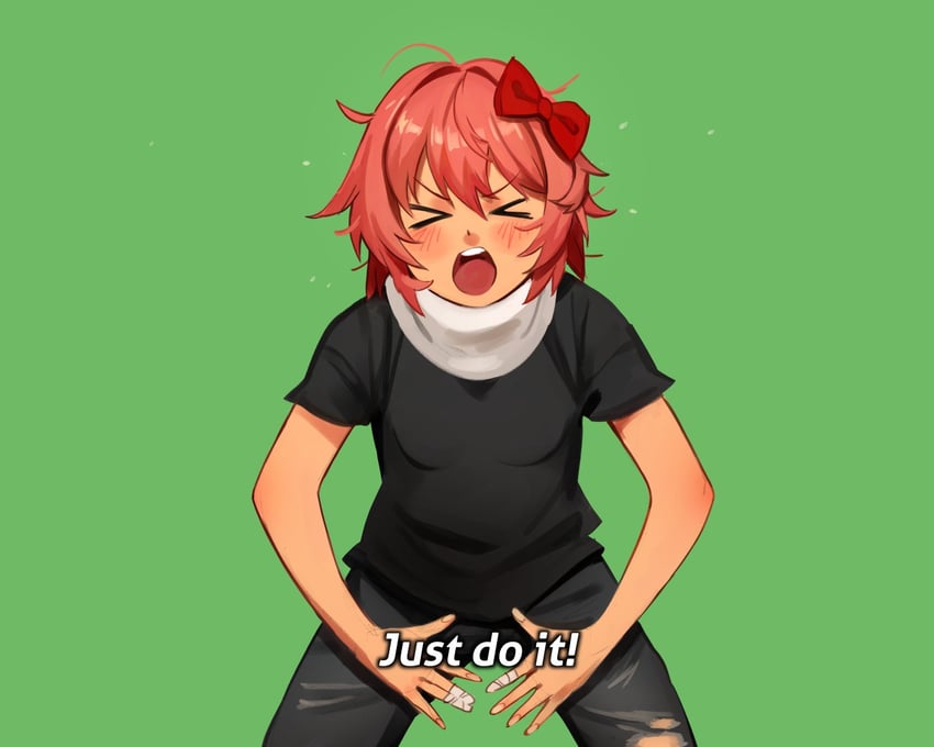 sayori and shia labeouf (doki doki literature club) drawn by khyle.