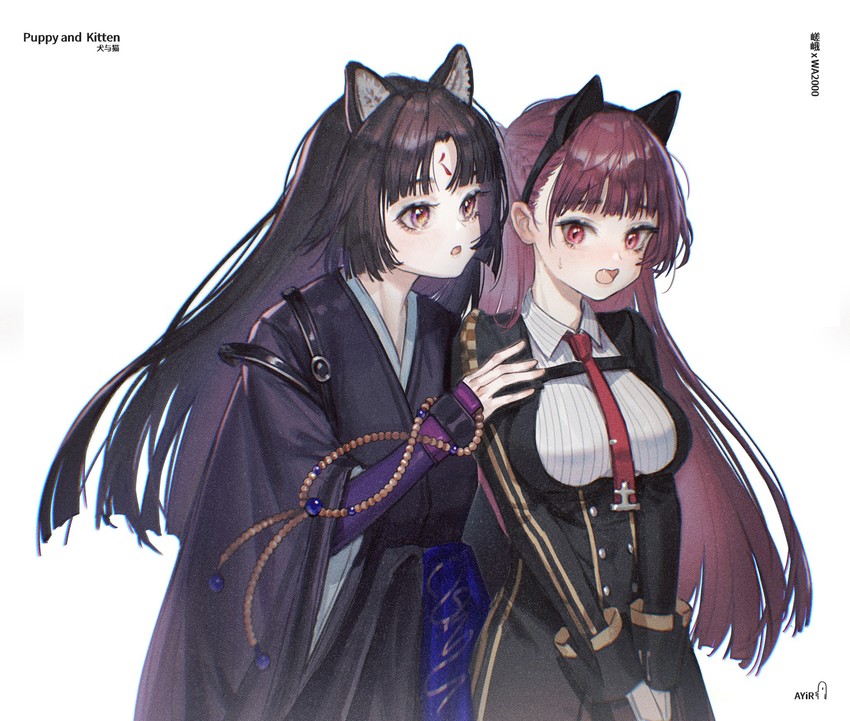 wa2000 and saga (arknights and 1 more) drawn by ange-yi