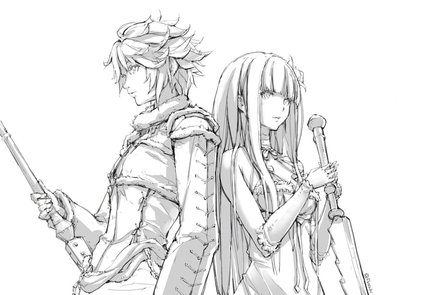 kaine, nier, hase mikoto, and akaba yukino (nier and 1 more) drawn by kazuhi