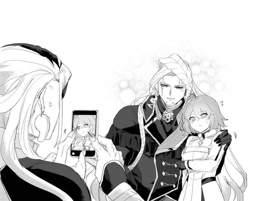 fujimaru ritsuka, ashiya douman, and alessandro di cagliostro (fate and 1 more) drawn by k_ruc