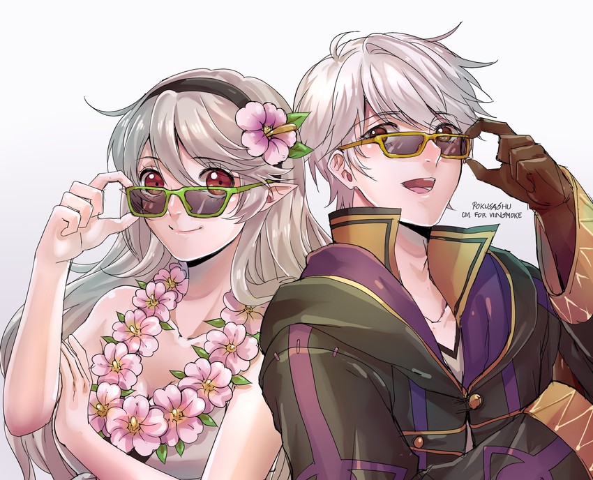 female corrin and male robin (fire emblem and 3 more) drawn by rokusashu