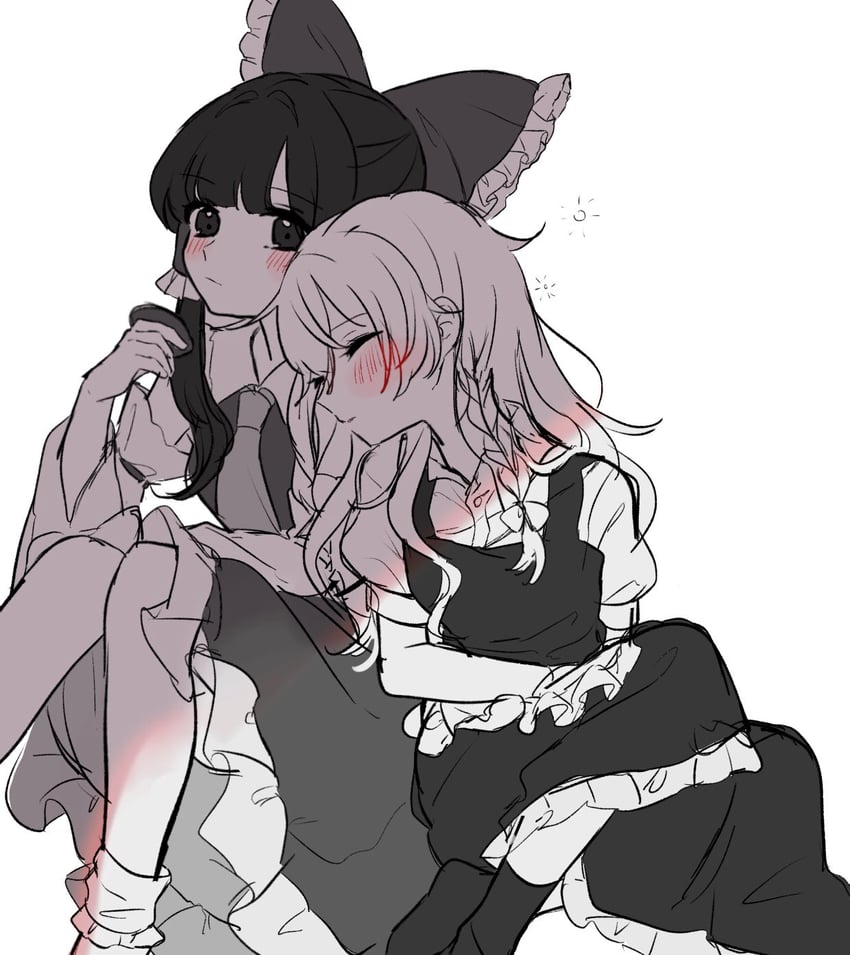 hakurei reimu and kirisame marisa (touhou) drawn by yomogi_9392