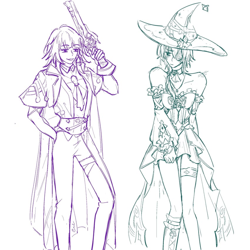 herta, the herta, and anaxa (honkai and 1 more) drawn by el_(sailunadoods)