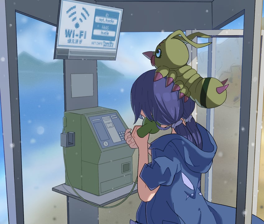 wormmon and mishima erika (digimon and 2 more) drawn by 2488920488