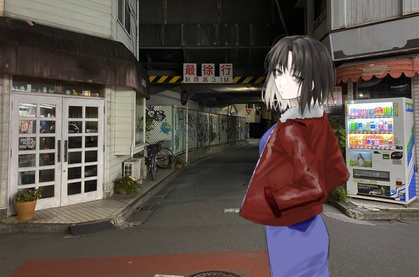 ryougi shiki (real life and 1 more) drawn by egomeshi