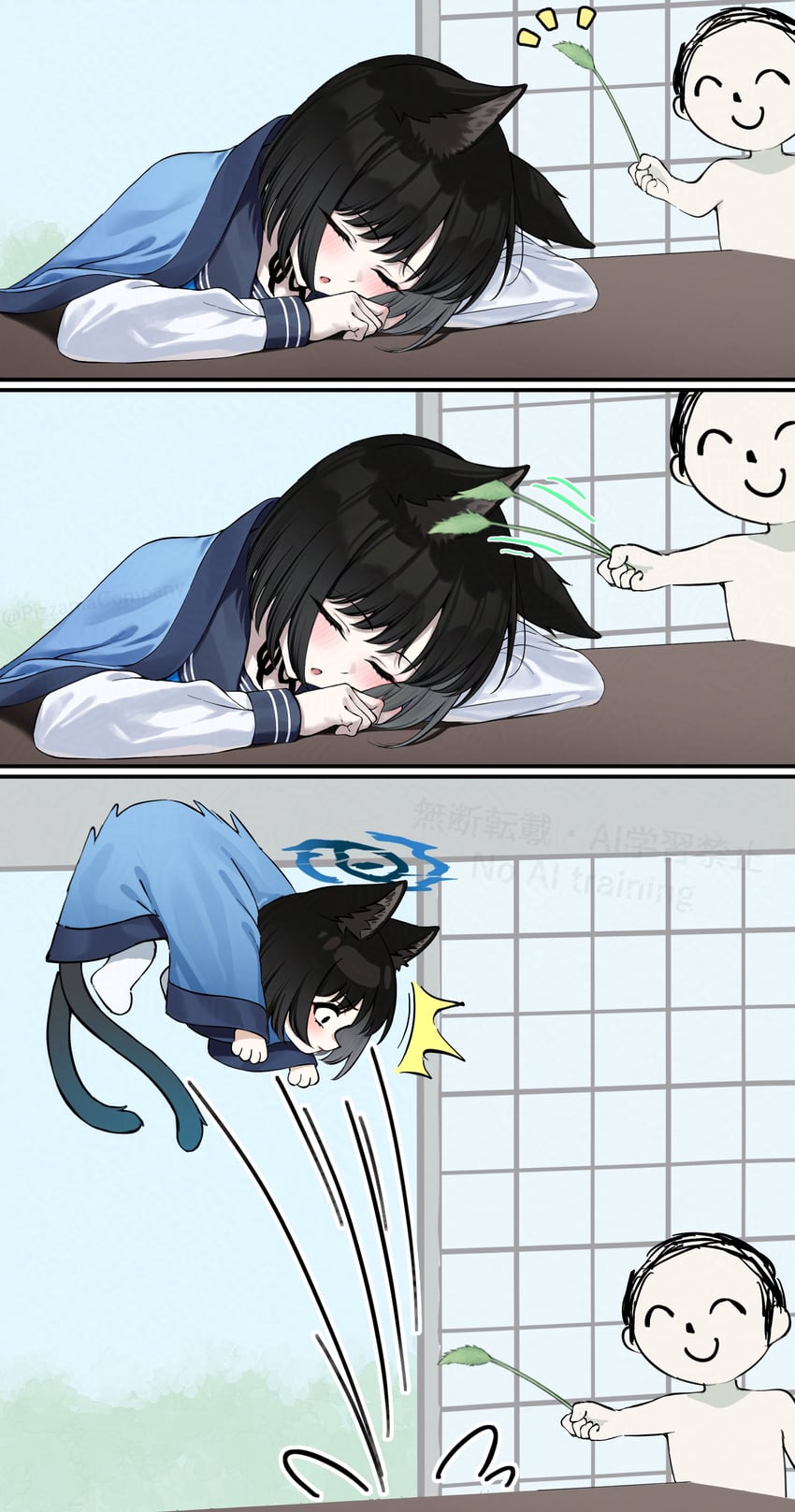 sensei, doodle sensei, and kikyou (blue archive) drawn by pizza_(pizzania_company)