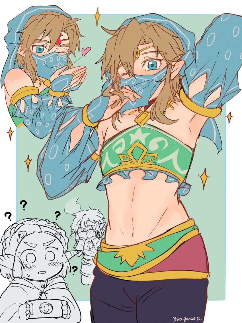 link and princess zelda (the legend of zelda and 2 more) drawn by aorin_(riley17_a)