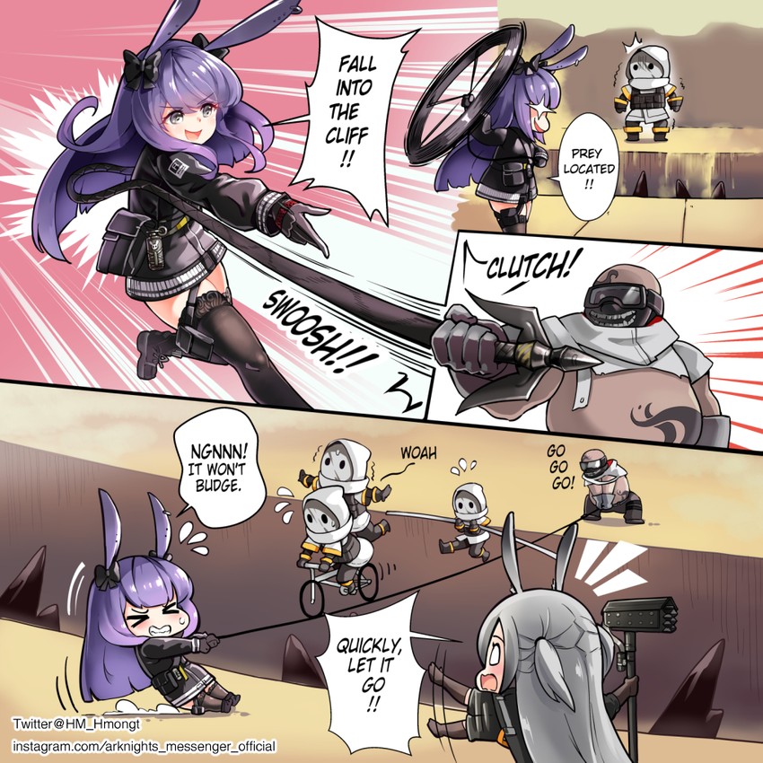 savage, rope, and reunion soldier (arknights) drawn by hm_(hmongt)