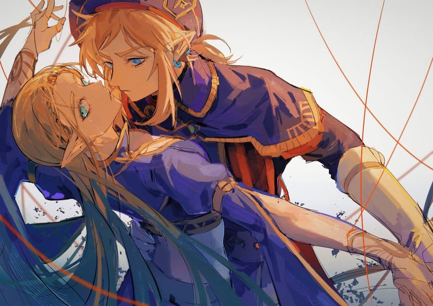 link and princess zelda (the legend of zelda and 1 more) drawn by binxngchng1