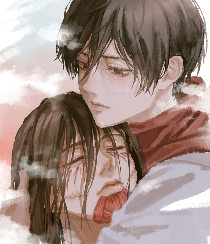 mikasa ackerman and eren yeager (shingeki no kyojin) drawn by pa_hoi2