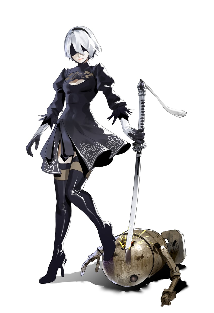 2b and machine (nier and 1 more) drawn by jackboo