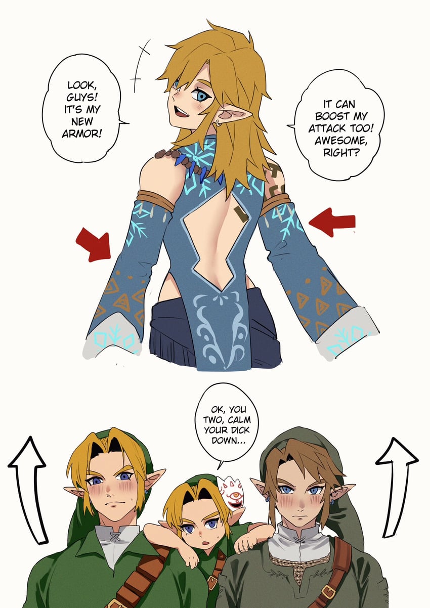 link, young link, and navi (the legend of zelda and 4 more) drawn by sushisalmon95