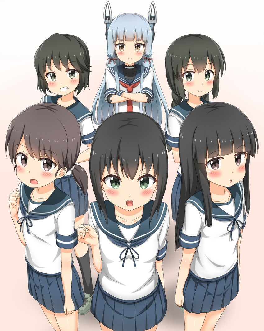 fubuki, murakumo, hatsuyuki, miyuki, shirayuki, and 1 more (kantai collection) drawn by nedia_(nedia_region)