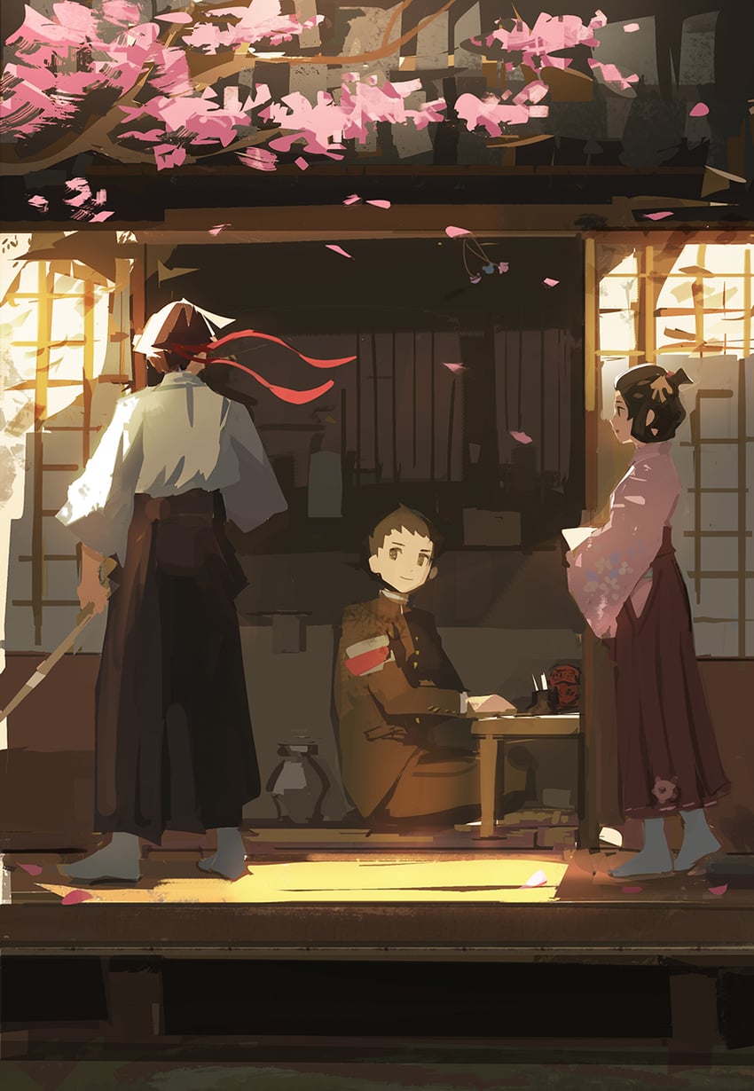 ryunosuke naruhodo, kazuma asogi, and susato mikotoba (ace attorney and 1 more) drawn by qosic