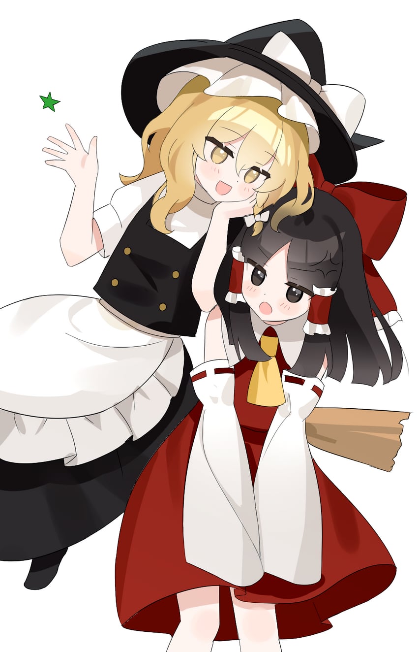 hakurei reimu and kirisame marisa (touhou) drawn by chimi_(s2yuyukos2)