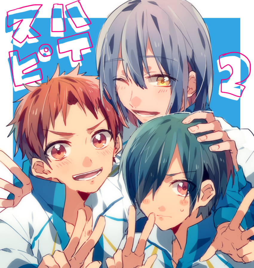 kirishima ikuya, shiina asahi, and serizawa nao (free! and 1 more) drawn by nun_bou