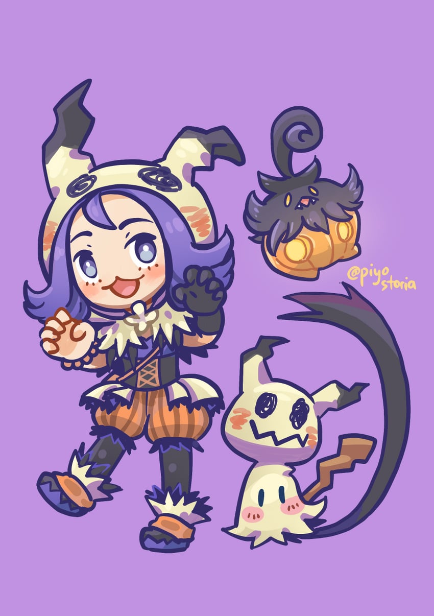mimikyu, pumpkaboo, and acerola (pokemon and 1 more) drawn by piyostoria
