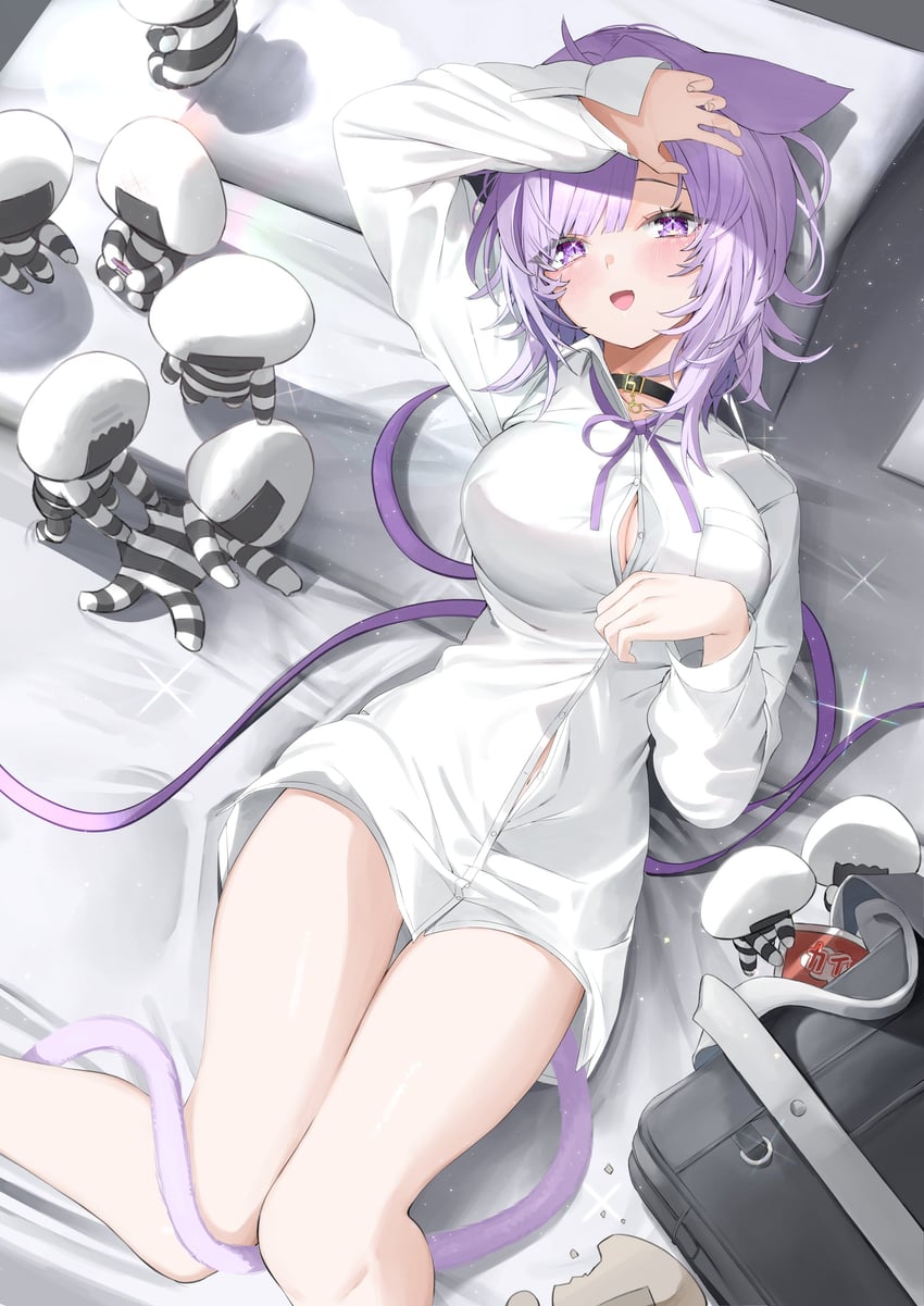 nekomata okayu and onigirya (hololive) drawn by kamioka_shun'ya