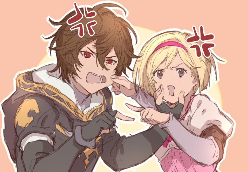 djeeta, sandalphon, and fighter (granblue fantasy) drawn by mire_eeeei