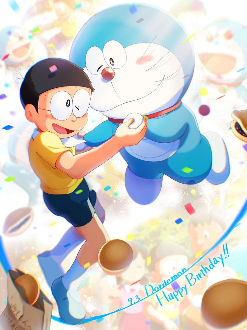 doraemon, minamoto shizuka, nobi nobita, gouda takeshi, and honekawa suneo (doraemon) drawn by masser0209