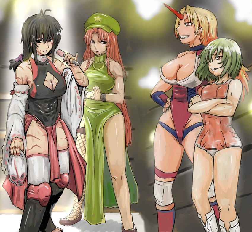 hong meiling, kazami yuuka, hoshiguma yuugi, and sendai hakurei no miko (original and 3 more) drawn by kongari_tokei