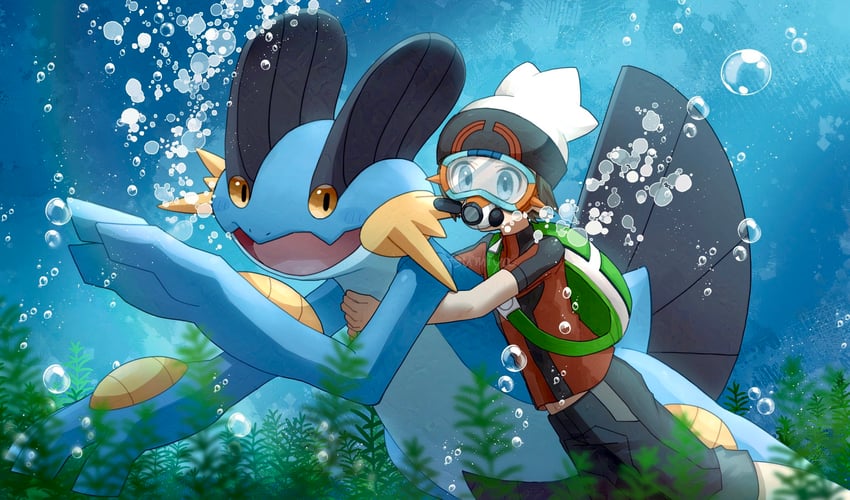 brendan and swampert (pokemon and 1 more) drawn by mio14s
