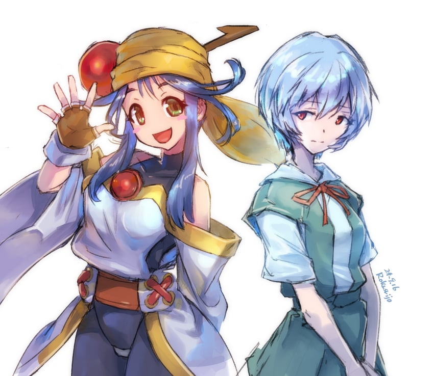 ayanami rei, lime, and hayashibara megumi (neon genesis evangelion and 1 more) drawn by rokusuijo