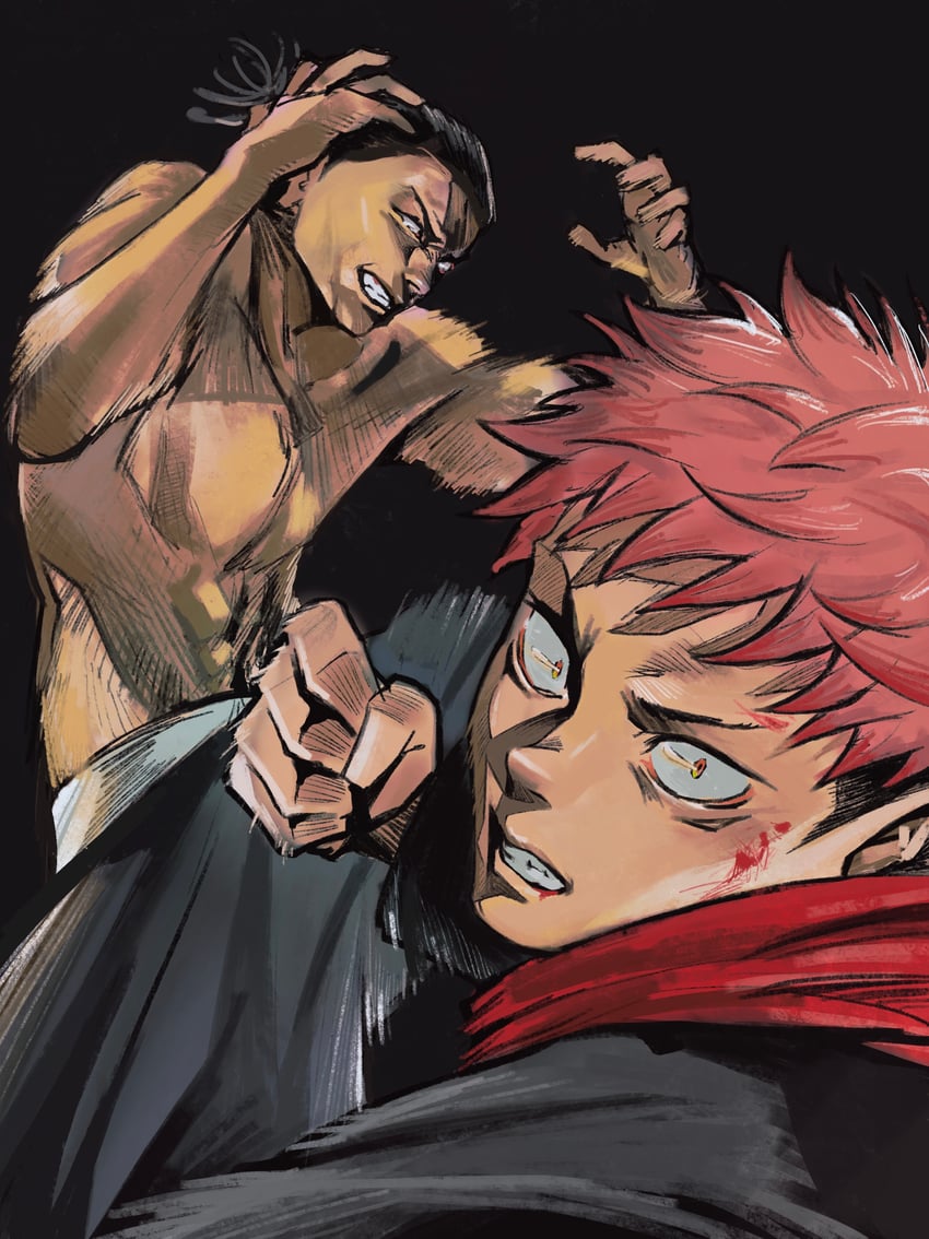 itadori yuuji and toudou aoi (jujutsu kaisen) drawn by katoretsu_(universe)