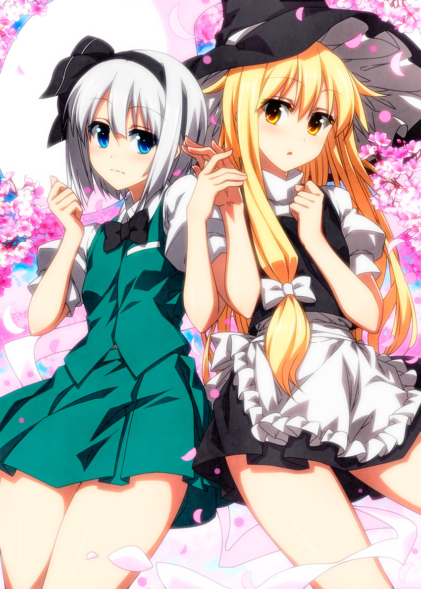 kirisame marisa and konpaku youmu (touhou) drawn by sazanami_mio