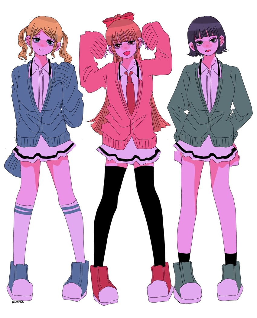 buttercup, blossom, and bubbles (powerpuff girls) drawn by yuzuha_takamura