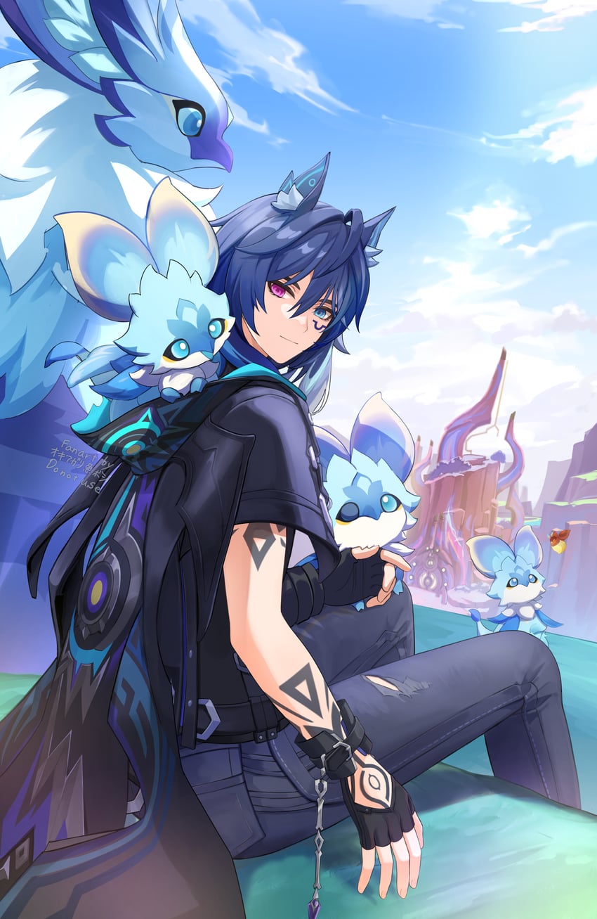 ororon and iktomisaurus (genshin impact) drawn by okkobc