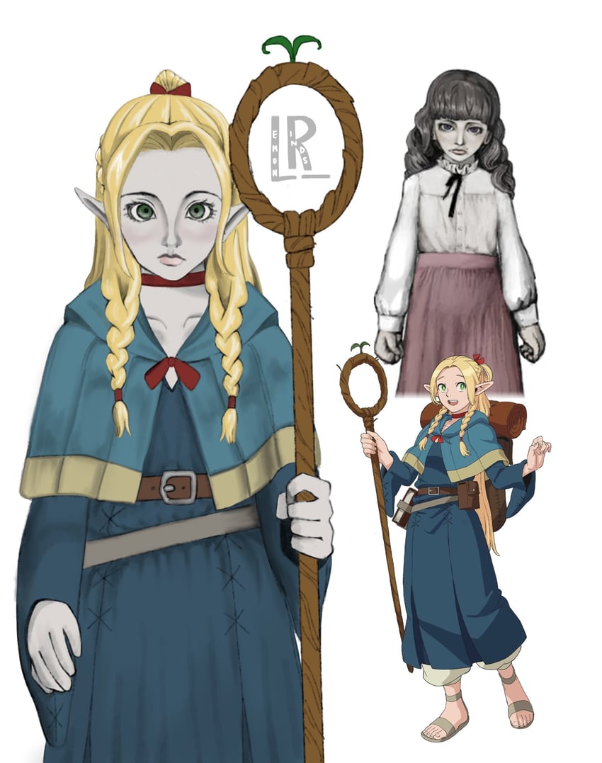 marcille donato and marina (dungeon meshi and 2 more) drawn by lemon_rinds