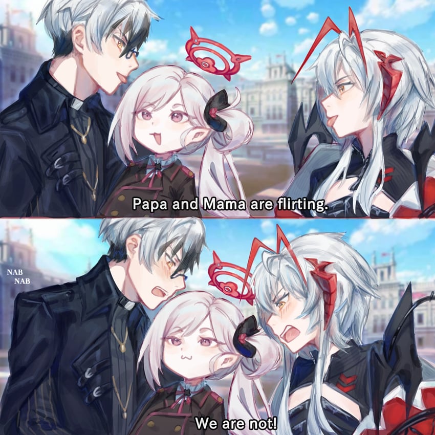 mutsuki, w, wis'adel, and adnachiel (blue archive and 2 more) drawn by nab_nab