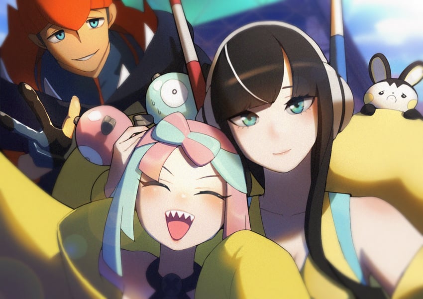 iono, raihan, elesa, and emolga (pokemon and 3 more) drawn by cometeau