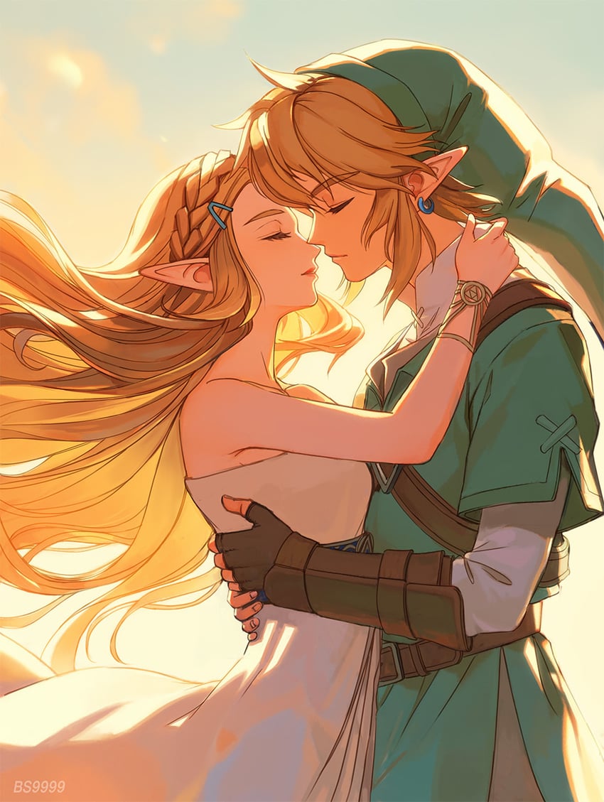link and princess zelda (the legend of zelda and 1 more) drawn by bs9999s