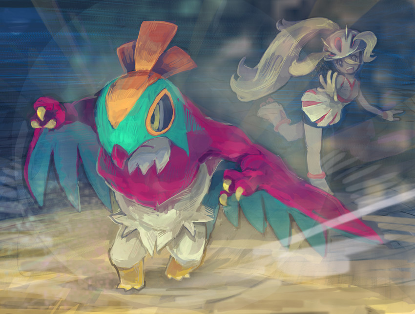 korrina and hawlucha (pokemon and 1 more) drawn by massurutadano