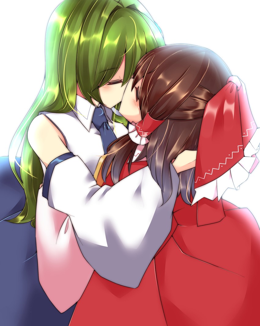 hakurei reimu and kochiya sanae (touhou) drawn by mokutan_(link_machine)