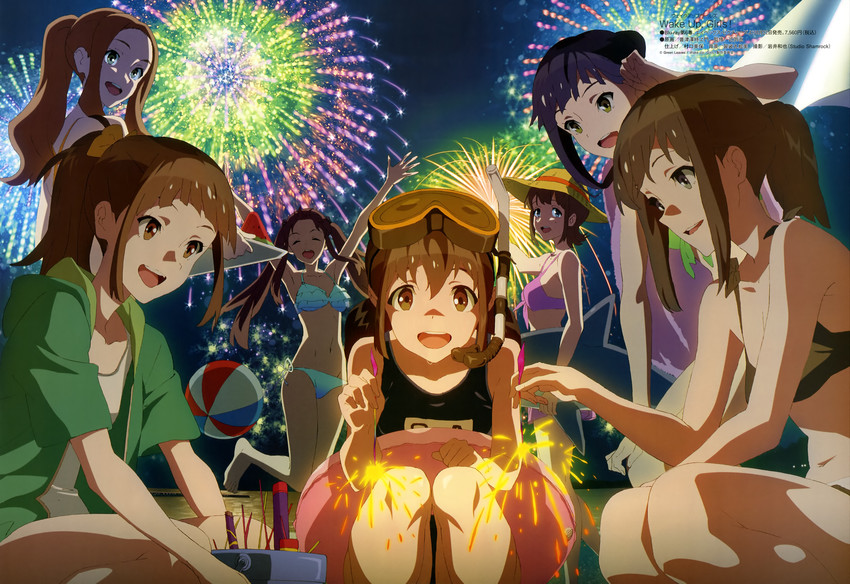 shimada mayu, okamoto miyu, hayashida airi, katayama minami, nanase yoshino, and 2 more (wake up girls! and 1 more) drawn by futsuzawa_jiemon
