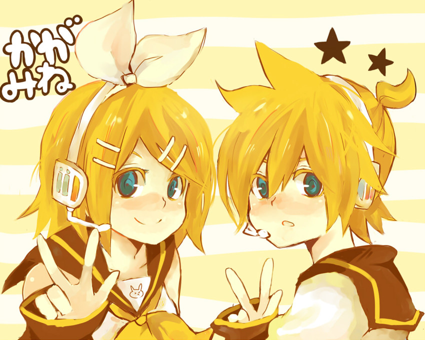kagamine rin and kagamine len (vocaloid) drawn by usagi_(pixiv756855)