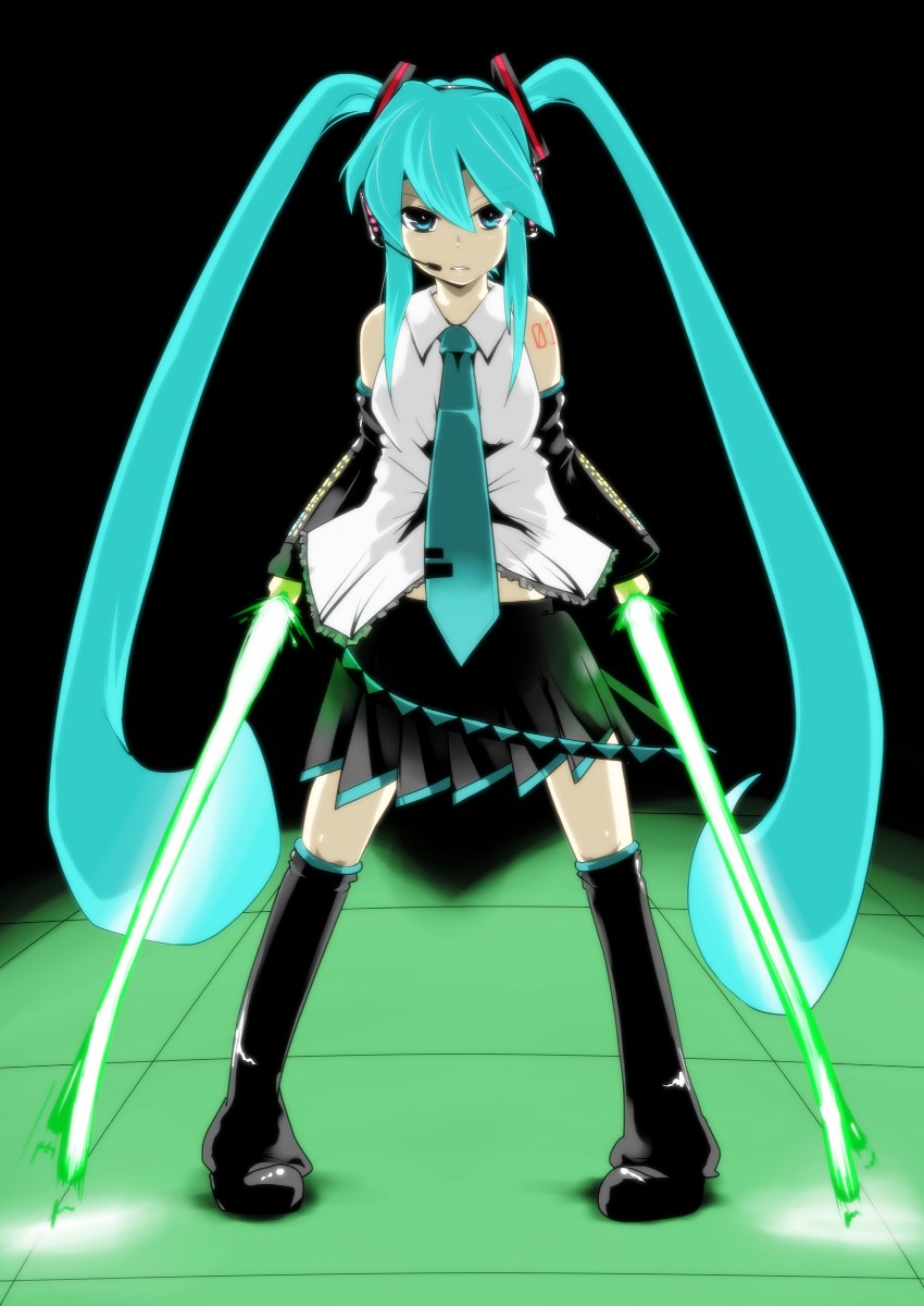 hatsune miku (vocaloid and 1 more) drawn by hyudora