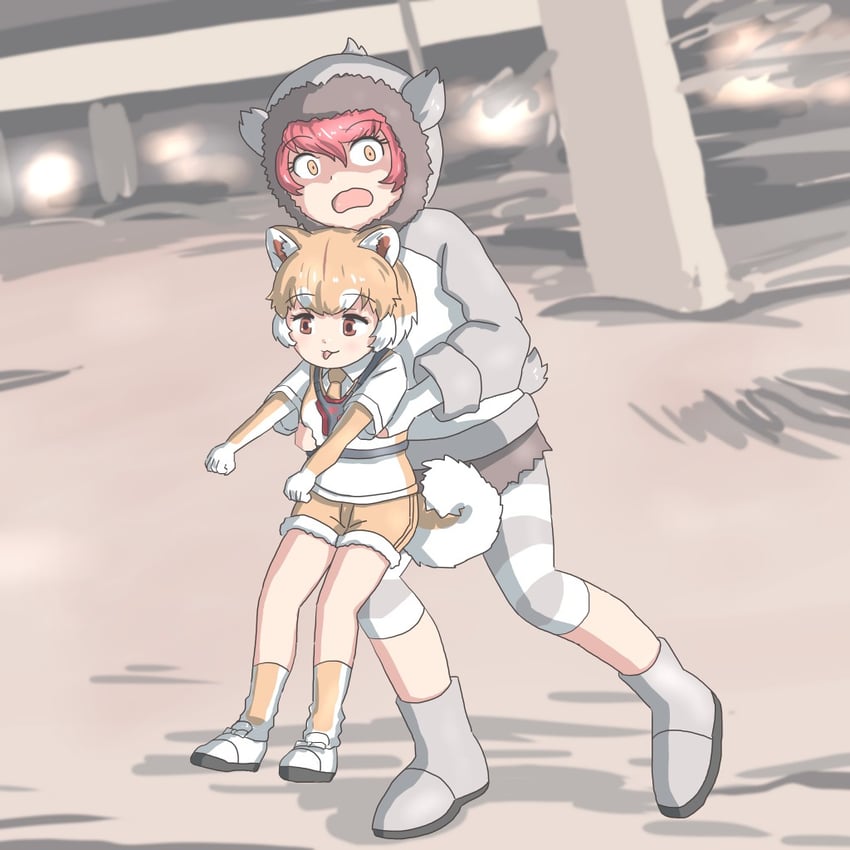 dog and japanese macaque (kemono friends) drawn by mukouyama_mu