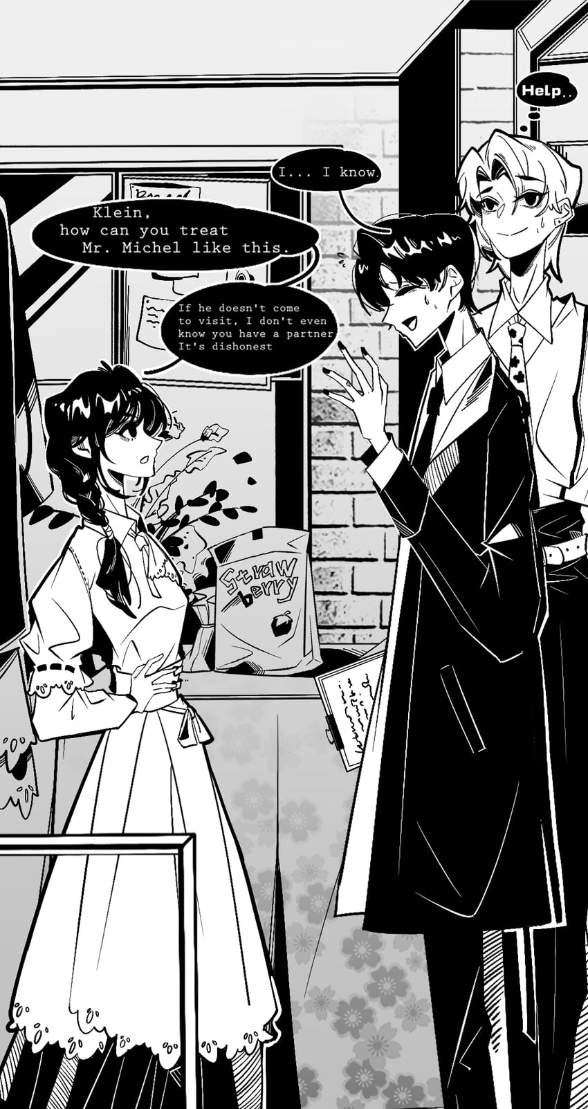 klein moretti, leonard mitchell, and melissa moretti (lord of the mysteries) drawn by 20199235