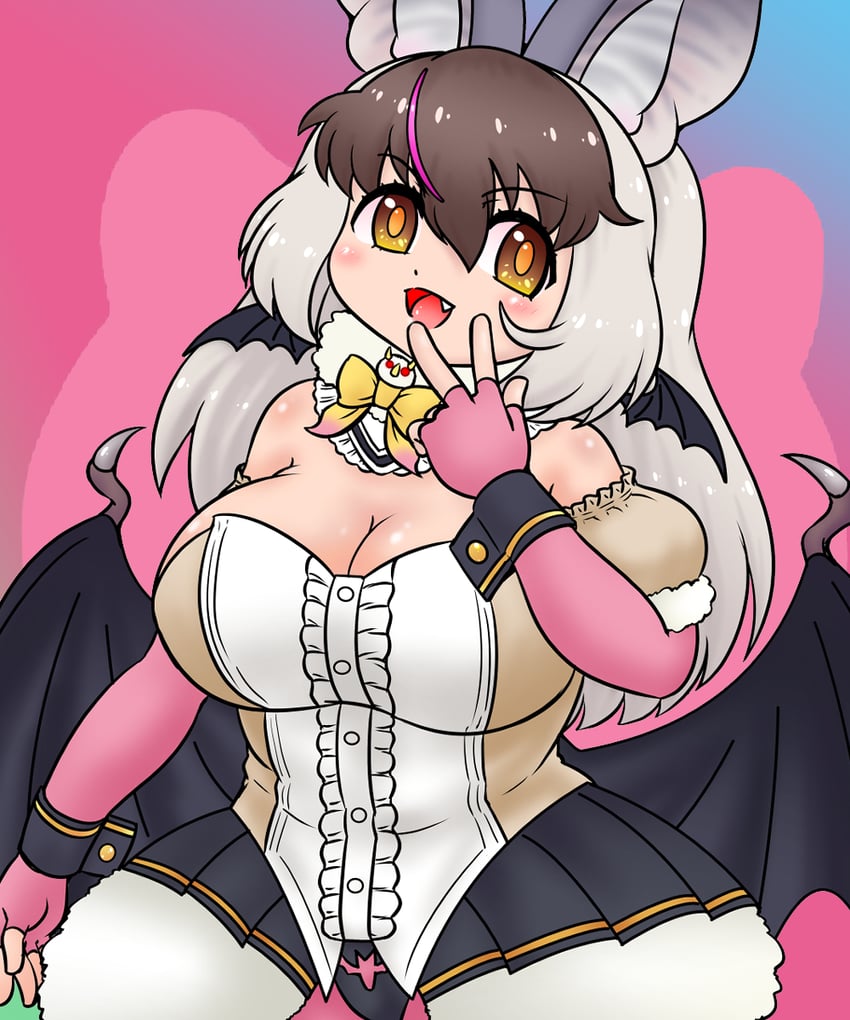 brown long-eared bat (kemono friends and 1 more) drawn by edamamezooooo