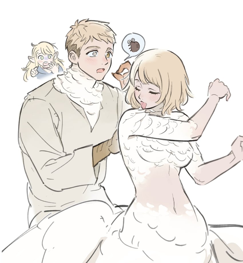marcille donato, falin touden, and laios touden (dungeon meshi) drawn by wuliu_heihuo