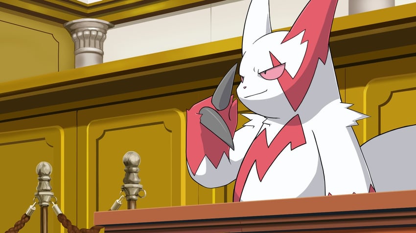 miles edgeworth and zangoose (pokemon and 1 more) drawn by matchstick_39