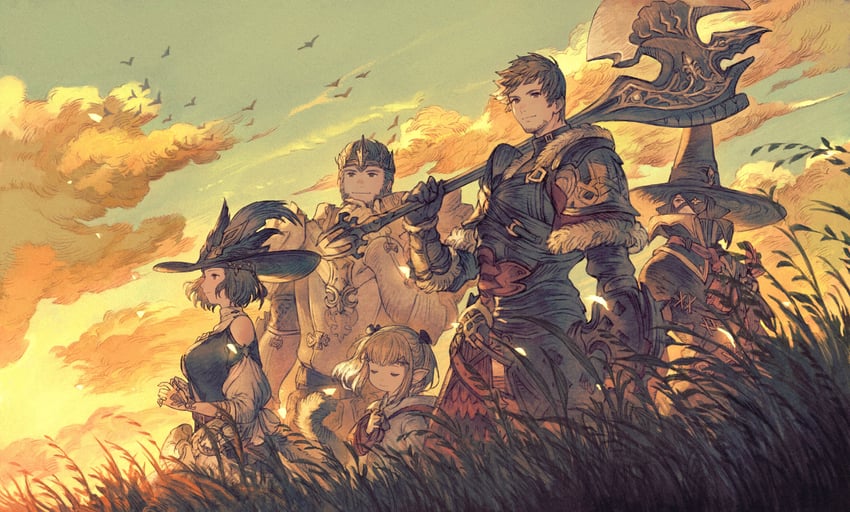 ardbert hylfyst, lamitt, branden, renda-rae, and nyelbert (final fantasy and 1 more) drawn by maeka_(kumaekake)
