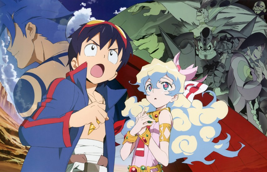 nia teppelin, simon, kamina, adiane, lordgenome, and 3 more (tengen toppa gurren lagann)
