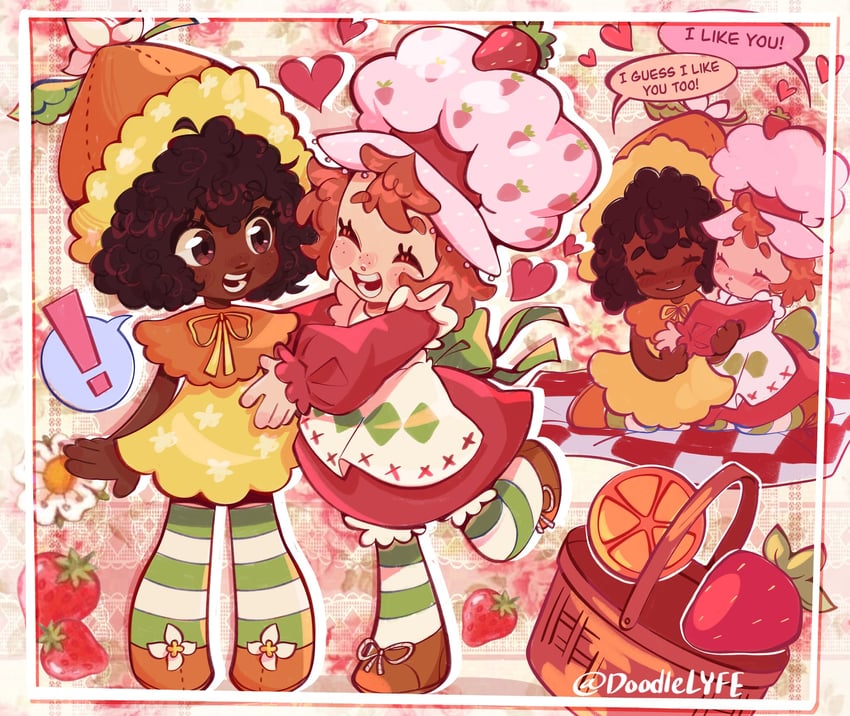 strawberry shortcake and orange blossom (strawberry shortcake) drawn by doodlelyfe