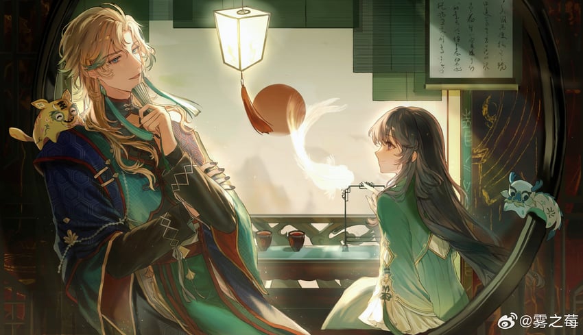 lars rorschach and heroine (lovebrush chronicles) drawn by wu_zhi_mei